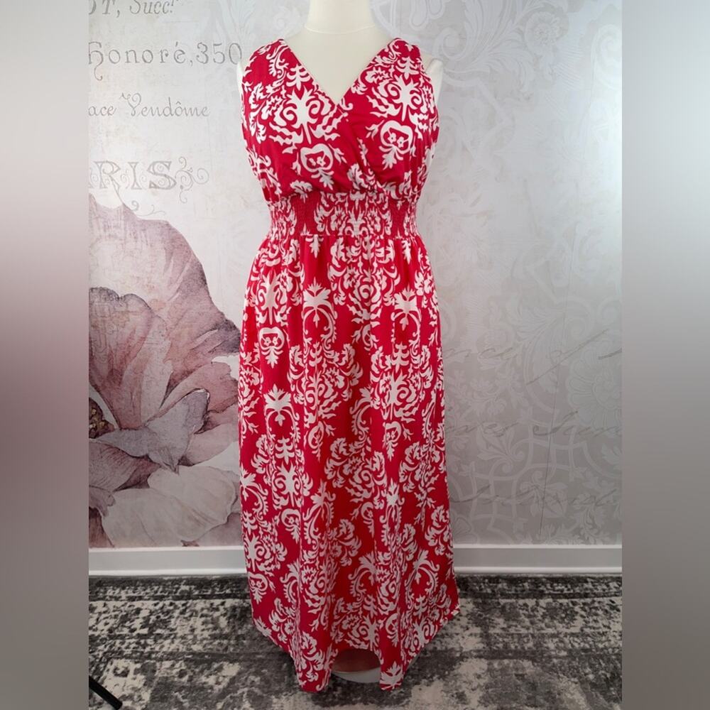 Merona Long Maxi Cross Front and back tropical Vacation Dress Size 1